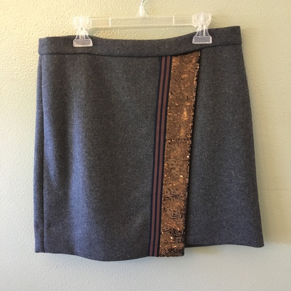 j crew faux wrap mini skirt w/ sequins